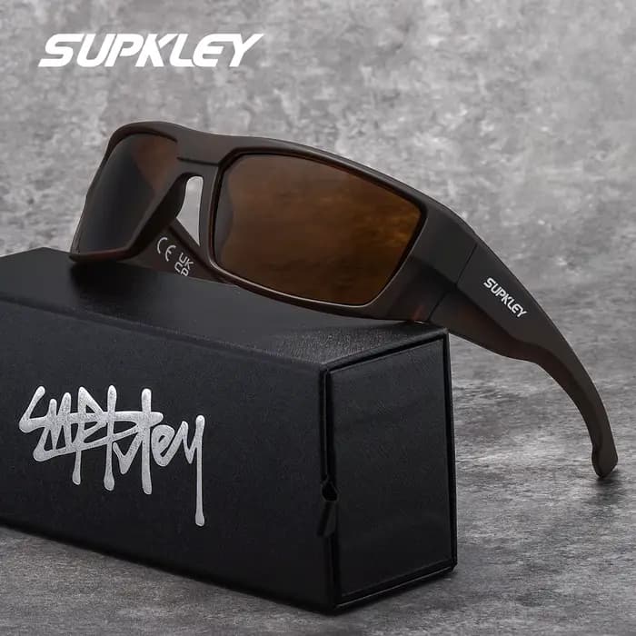 SUPKLEY Lunettes de soleil légères de style sport pour hommes avec monture carrée