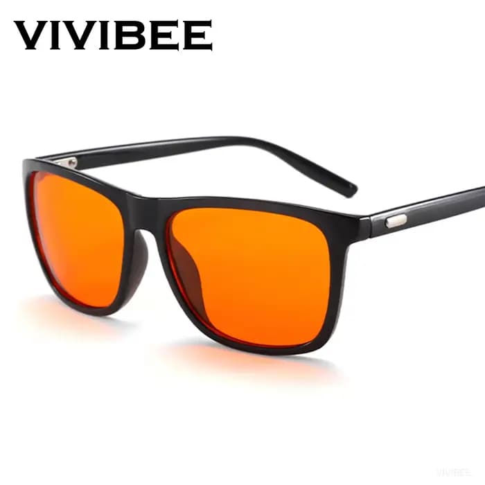 Lunettes classiques anti-lumière bleue à verres orange pour hommes et femmes, monture carrée, pour vision nocturne et protection des yeux contre les écrans.