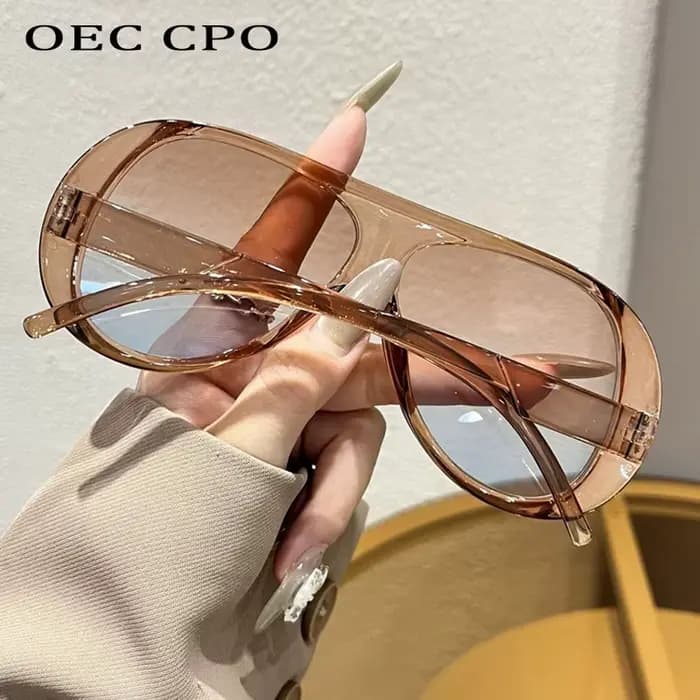 OEC CPO mode Double ponts pilote lunettes de soleil femmes grand cadre nuances UV400 rétro