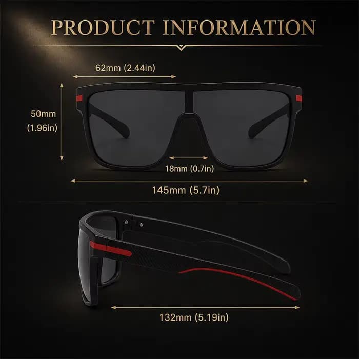 Lunettes de soleil carrées surdimensionnées pour hommes et femmes