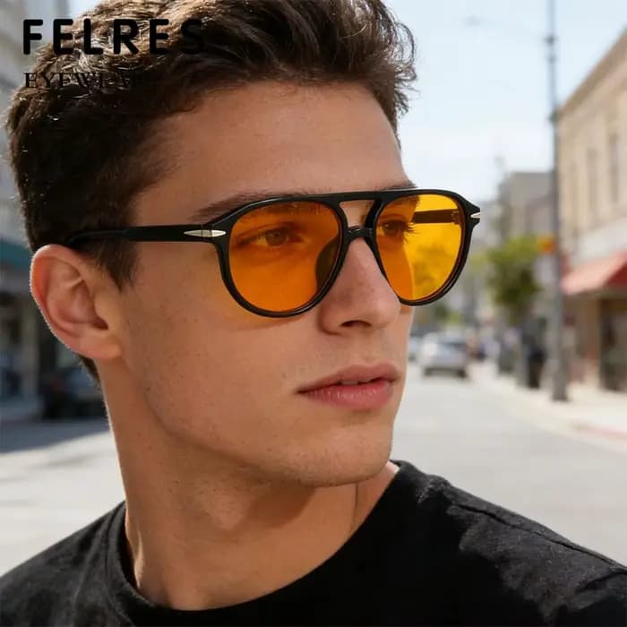 Lunettes de soleil pilote bleues à double pont