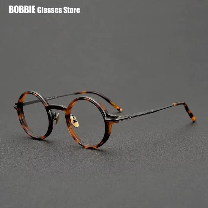 Monture de lunettes en titane et acétate fabriquée à la main au Japon, montures de lunettes rondes vintage, lunettes de vue pour hommes et femmes, mode 2024, design créatif
