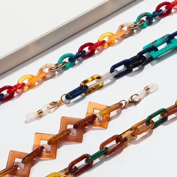 Chaîne de lunettes en acrylique colorée style Boho pour femmes