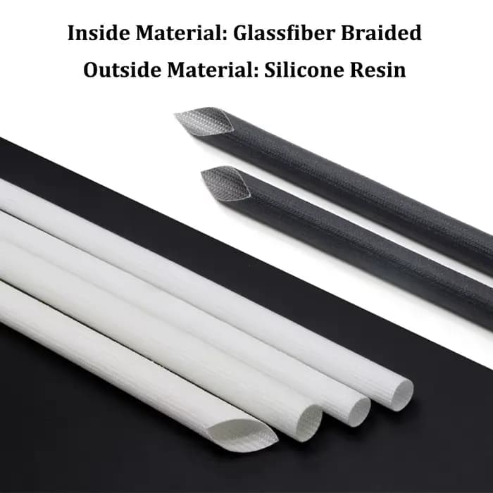 200 ℃ Manchon en résine de silicone et fibre de verre 1 2 3 4 5 6 8 10 12 14 16 18 20 25mm, gaine tressée isolante en fibre de verre résistante aux flammes