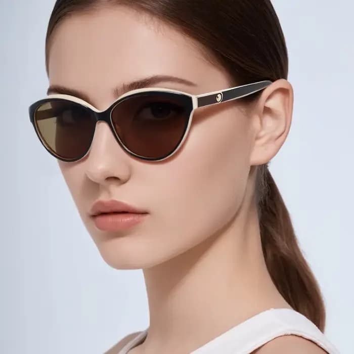 Nouvelles lunettes de soleil pour femmes à la mode visage rond personnalité incrusté cuir