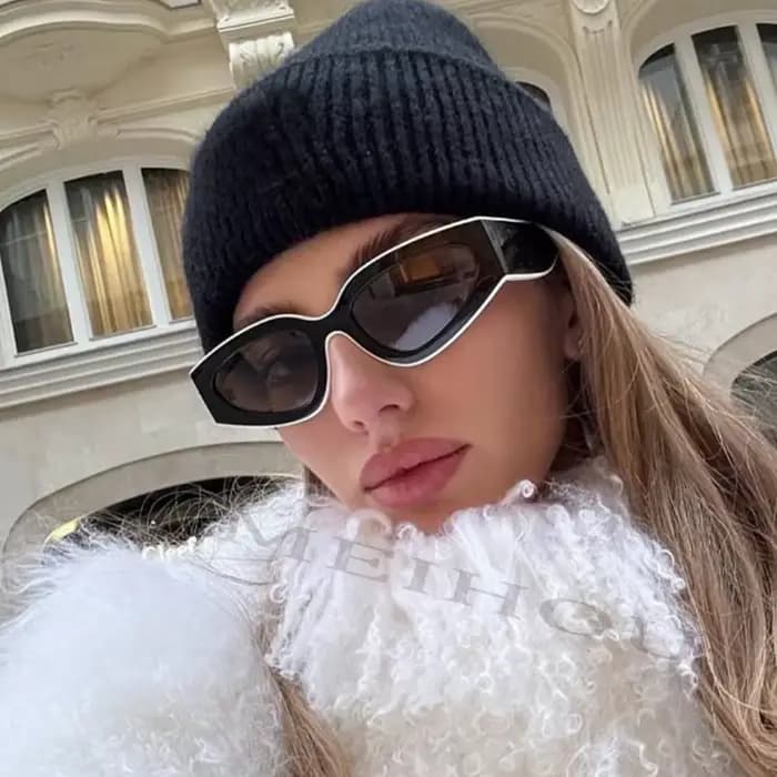 Lunettes de soleil œil de chat noir et blanc pour femmes