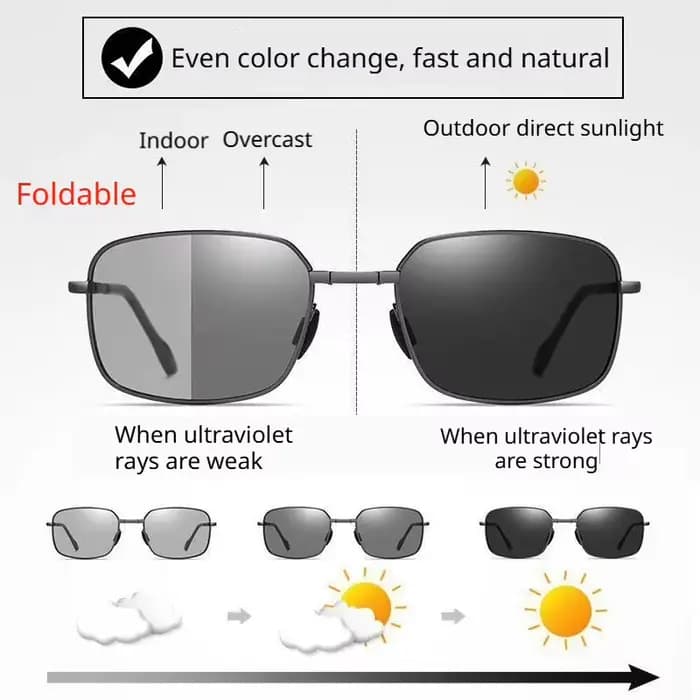 Lunettes de soleil pliantes à changement de couleur