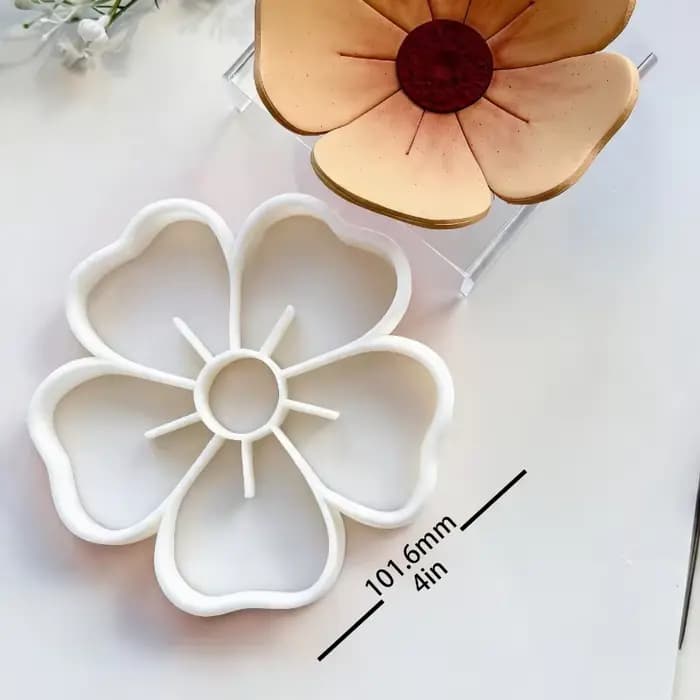 Cutter à pâte à modeler en forme de coquelicot à cinq pétales, outil en céramique souple pour la création de boucles d'oreilles bohèmes DIY, moule à coquelicot craquelé pour la fabrication de bijoux