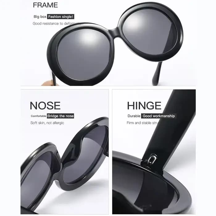 Lunettes de soleil rondes surdimensionnées pour femmes et hommes