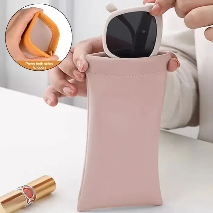 Sac de rangement pour lunettes en cuir PU souple