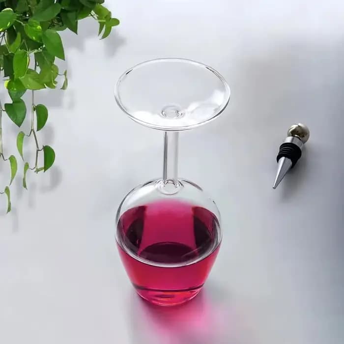 Outil de Bar 400ML, gobelet à l'envers transparent à longue tige, tasse à vin inversée, verre à vin épais, cadeau