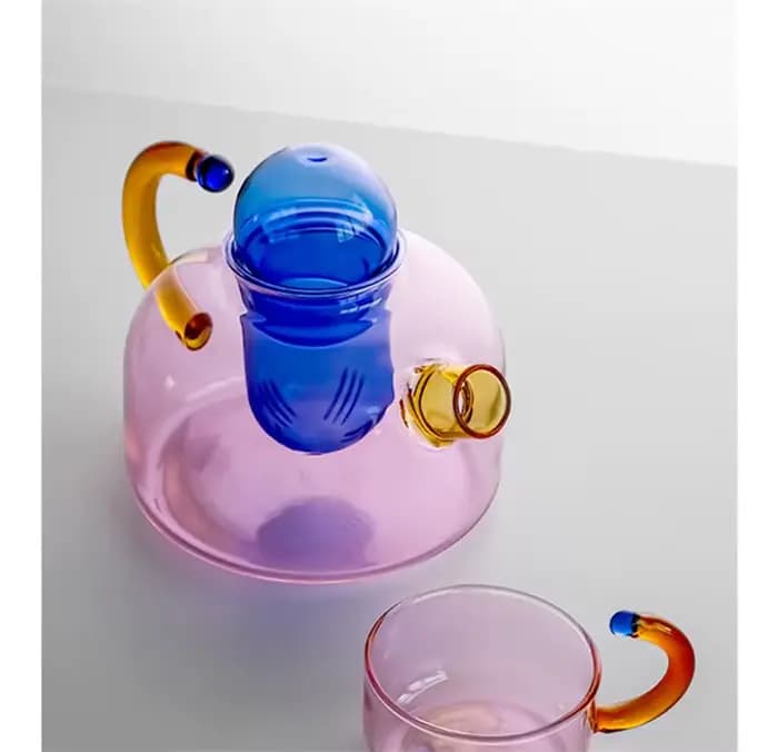Théière en verre coloré avec poignée, haute teneur en borosilicate, résistante à la chaleur, eau bouillante, ensembles de thé, bouilloire, tasse à eau, bouteille
