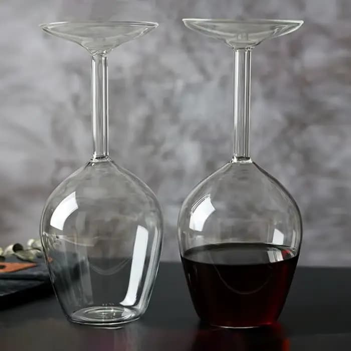 Outil de Bar 400ML, gobelet à l'envers transparent à longue tige, tasse à vin inversée, verre à vin épais, cadeau