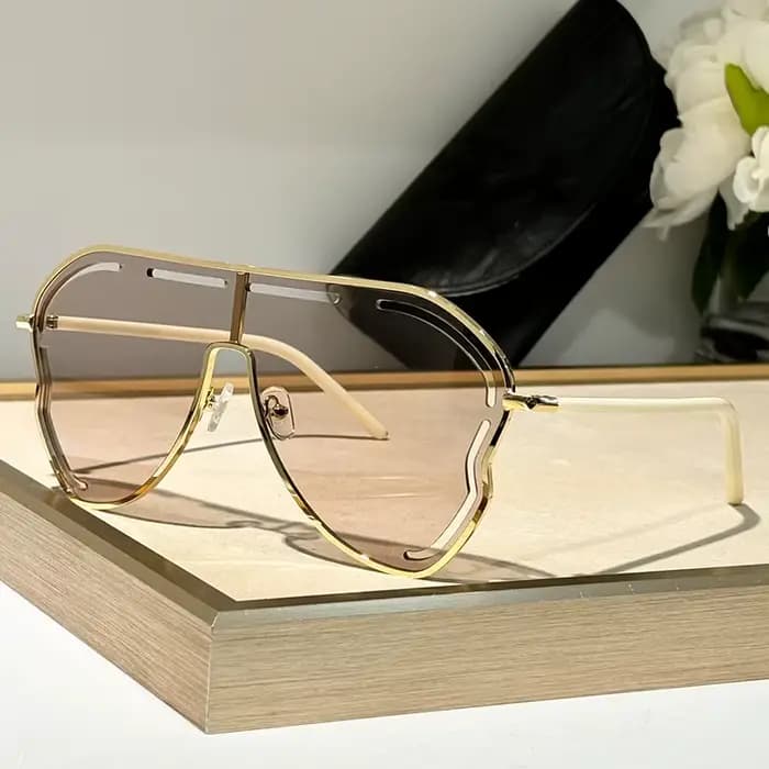 Lunettes de soleil à monture large en alliage pour hommes et femmes