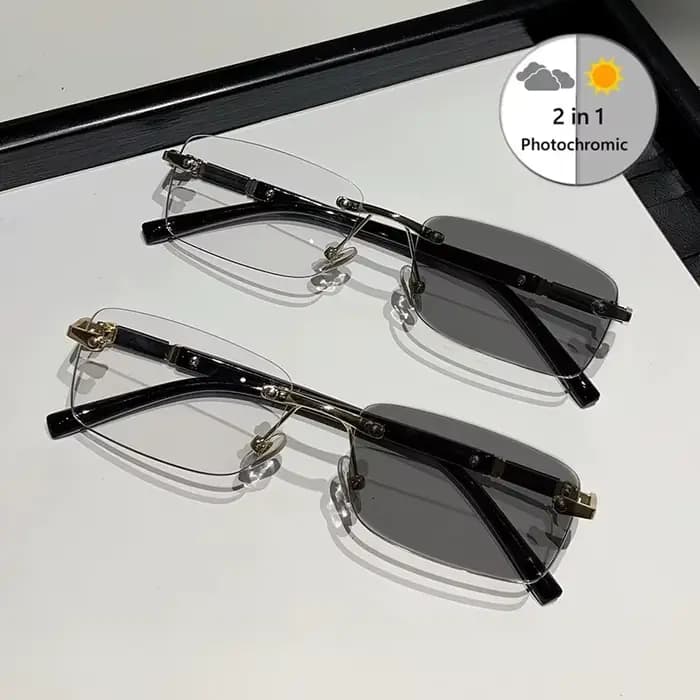 Lunettes de myopie à couleur changeante sans monture pour hommes