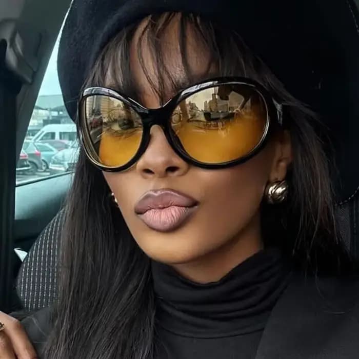 Lunettes de soleil Y2K jaunes uniques pour femmes