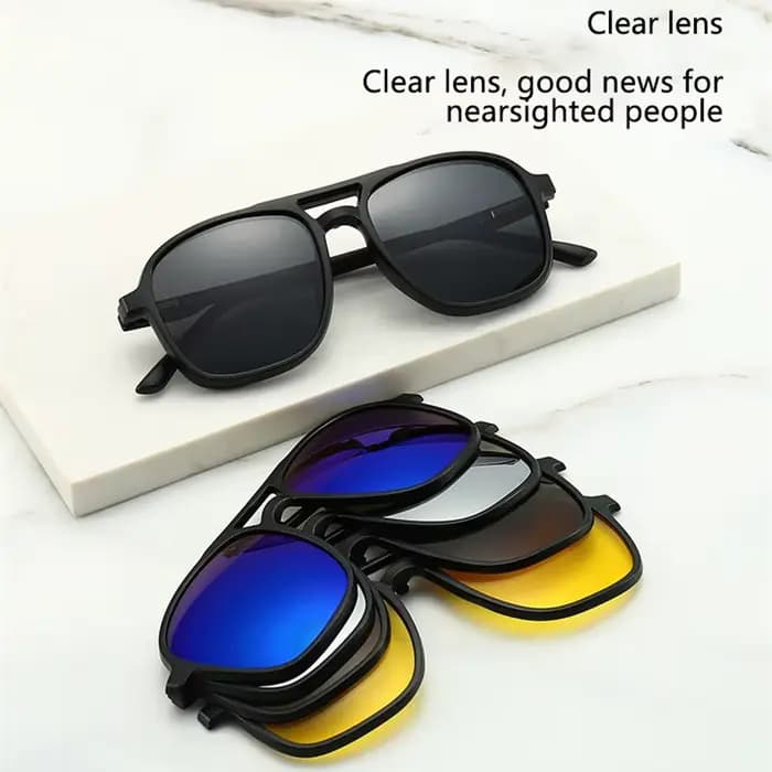Ensemble de lunettes de soleil 6 en 1 à Clip magnétique pour homme et femme