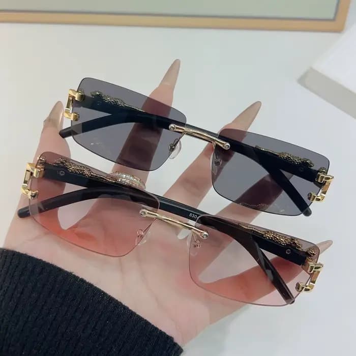 Lunettes de soleil rectangulaires sans monture pour hommes et femmes