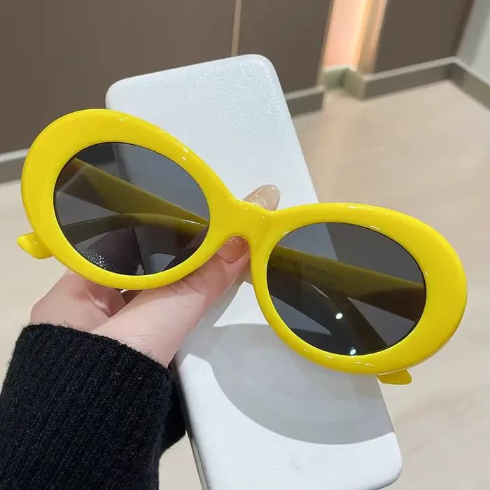 Lunettes à monture ovale en plastique pour hommes/femmes