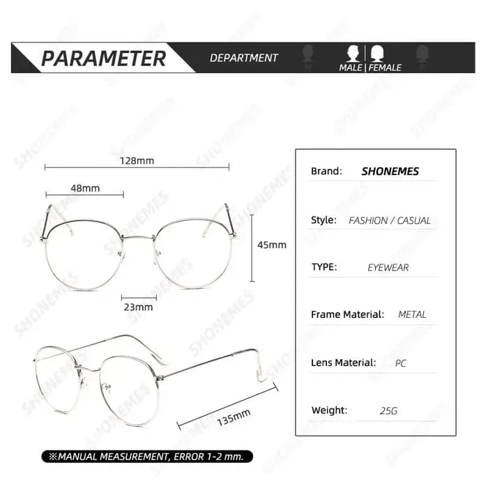 SHONEMES Lunettes rondes classiques monture en métal