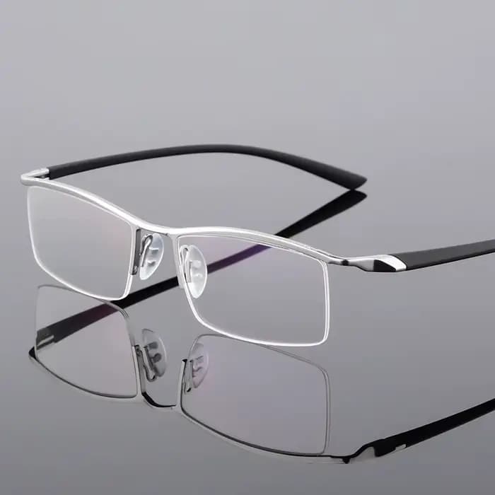 Browline – lunettes en métal à demi-bord pour hommes