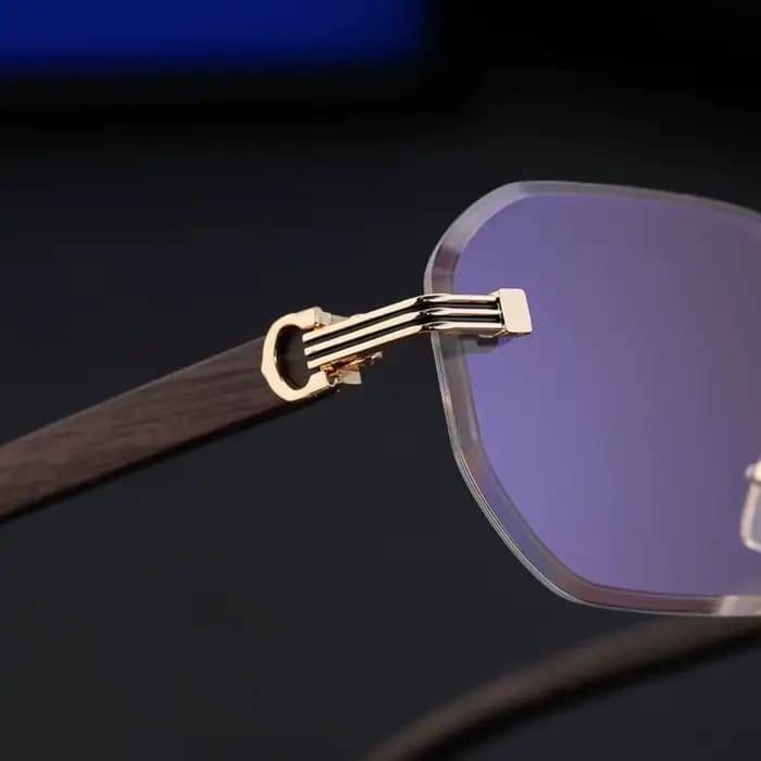 Lunettes de soleil sans monture légères multicolores à effet bois