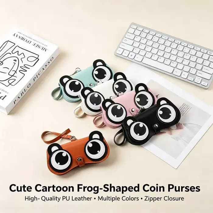 Étui à lunettes en cuir PU avec motif d'ours de dessin animé