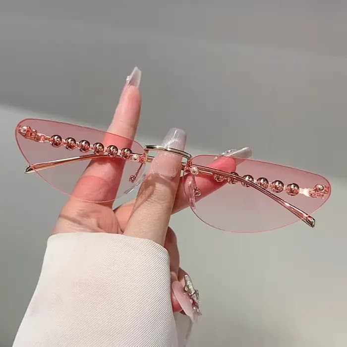 GM LUMIAS lunettes de soleil Triangle sans monture avec perles femmes nouvelle mode Vintage