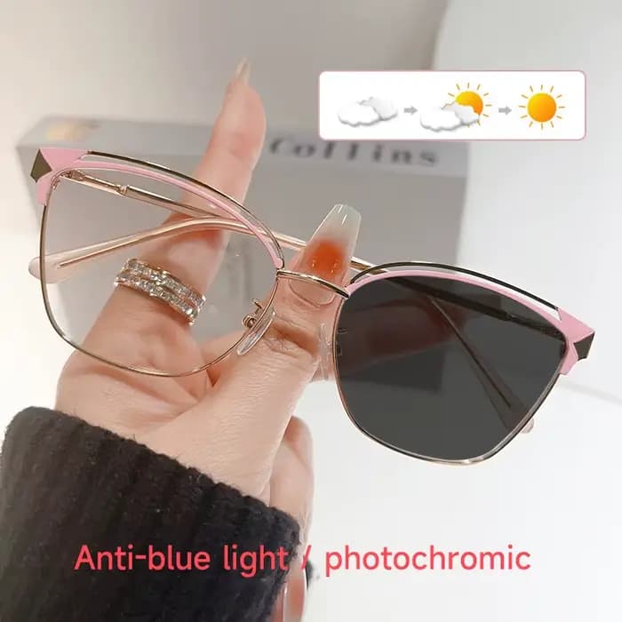 Nouvelle mode photochromique Anti lumière bleue lunettes femmes oeil de chat Lentes Oculos femme
