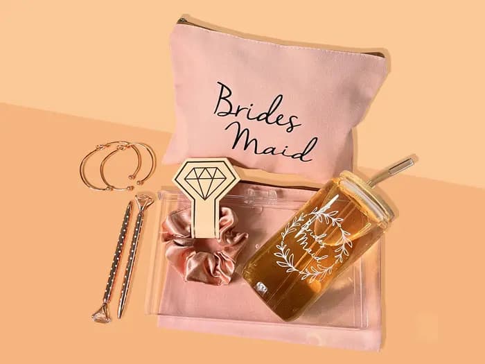 Ensemble de Cadeaux de Demoiselle d'Honneur, Sacs de Maquillage Cosmétique, en Verre de 16oz, pour la Douche des Patients
