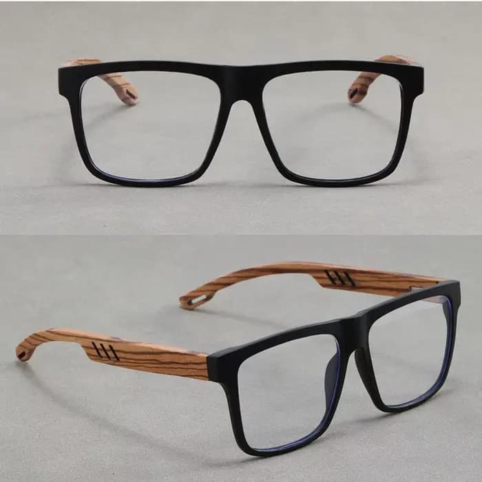 Lunettes de myopie à jambe plate en grain de bois