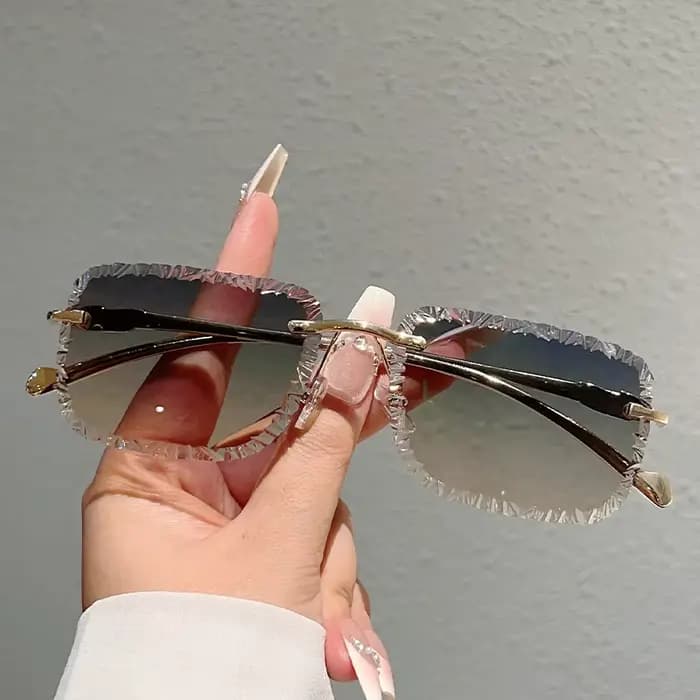 KAMMPT lunettes de soleil carrées sans monture hommes mode Vintage dégradé nuances décontractées femmes