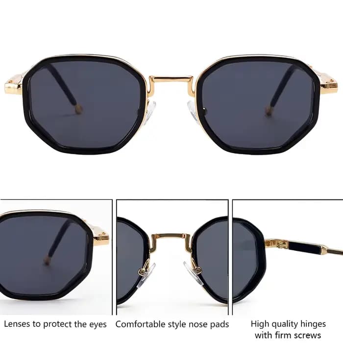 Petit Cadre Octogone Punk lunettes de Soleil Femmes Marque De Luxe Rétro Géométrique En Métal De Mode Nuances Vintage
