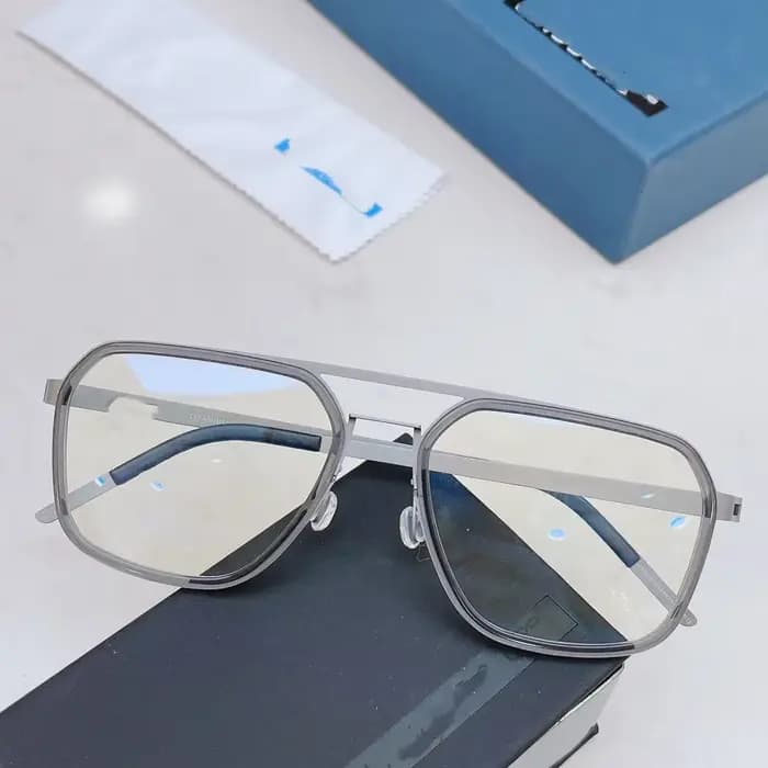Lunettes carrées ultra-légères à double faisceau en titane pour hommes et femmes