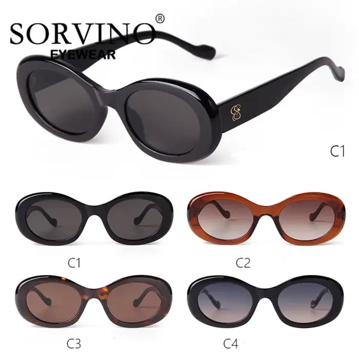 SORVINO tendance coquille de tortue noir ovale lunettes de soleil dégradé marron lentille ronde femmes hommes