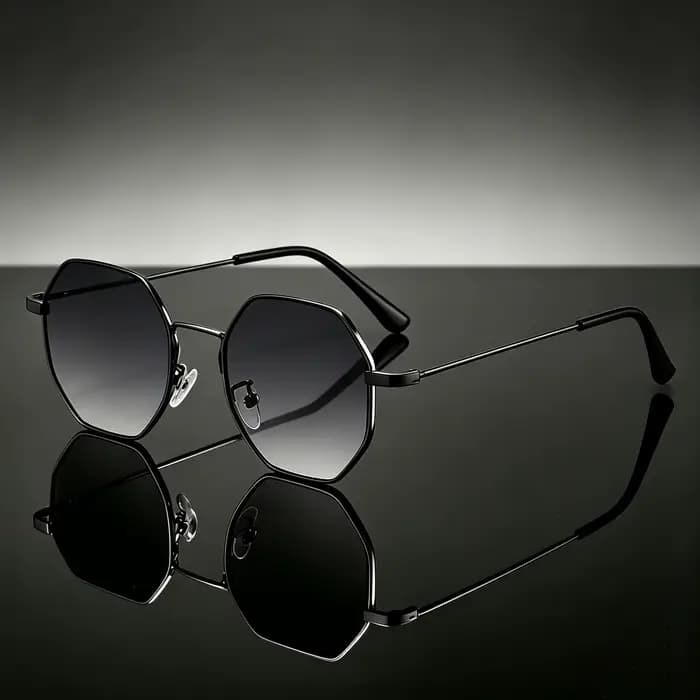Une paire de lunettes à monture polygonale au design rétro tendance, idéales pour un usage quotidien décontracté et un choix de cadeau parfait.