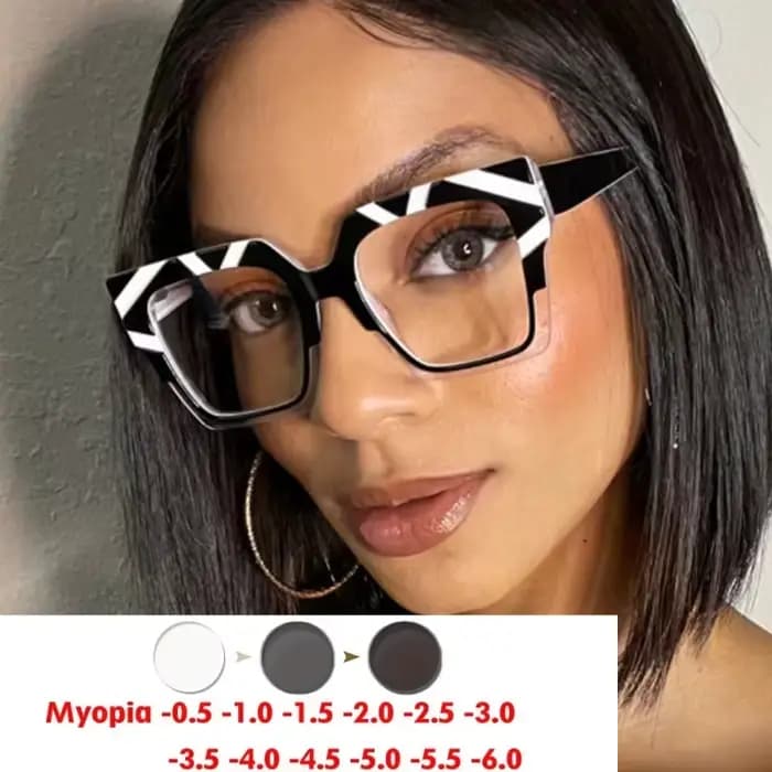 Couleur correspondant grand cadre oeil de chat anti-lumière bleue myopie lunettes