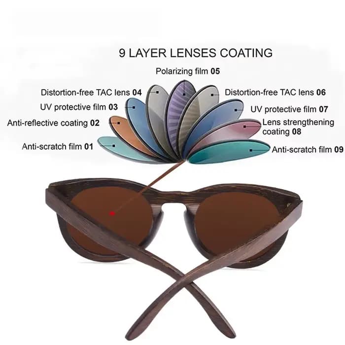 Lunettes de soleil rondes rétro en bois de bambou pour femmes et hommes