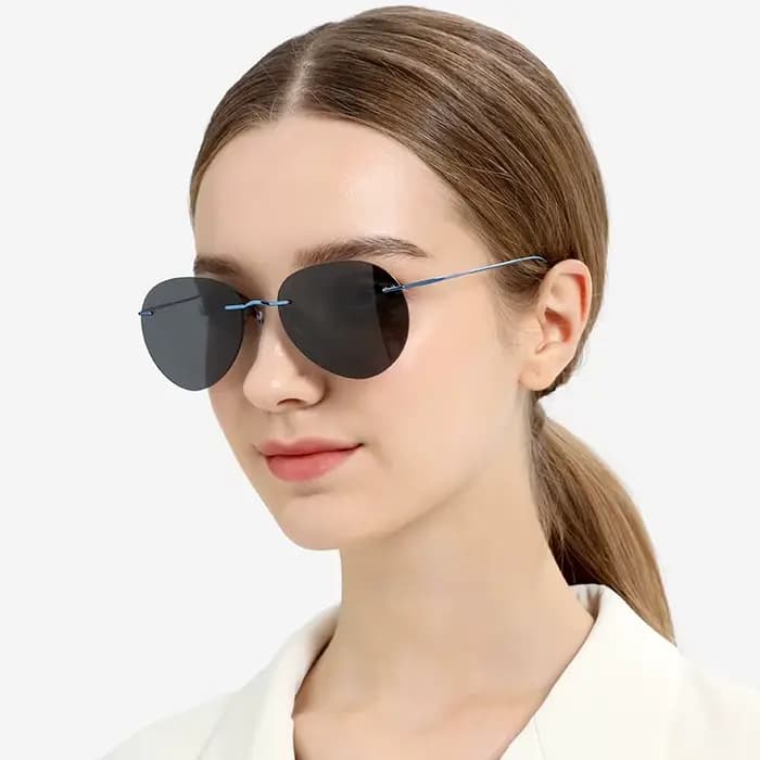 Lunettes de soleil sans monture en titane pour hommes et femmes