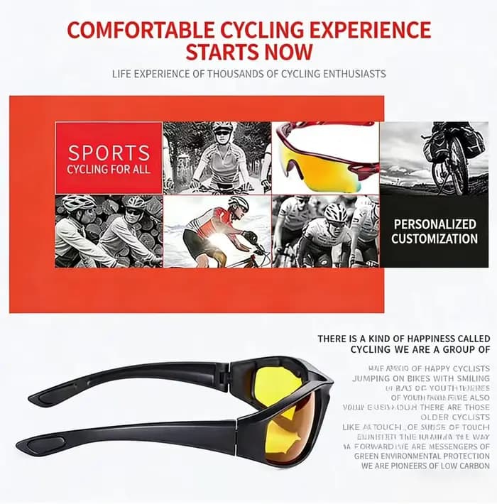 Lunettes de vélo coupe-vent et anti-poussière | Coussinets Confortables