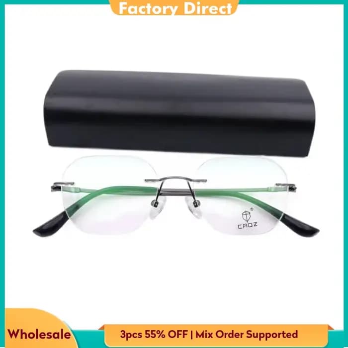 Montures de lunettes optiques sans monture en titane à mémoire de forme à bas prix pour hommes et femmes 23001