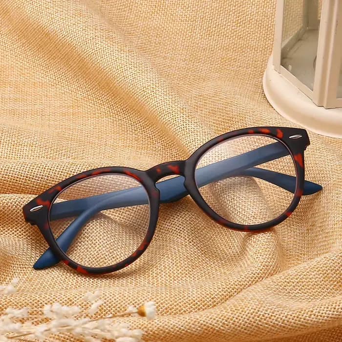 Lunettes de lecture rondes léopard bleu pour femmes et hommes