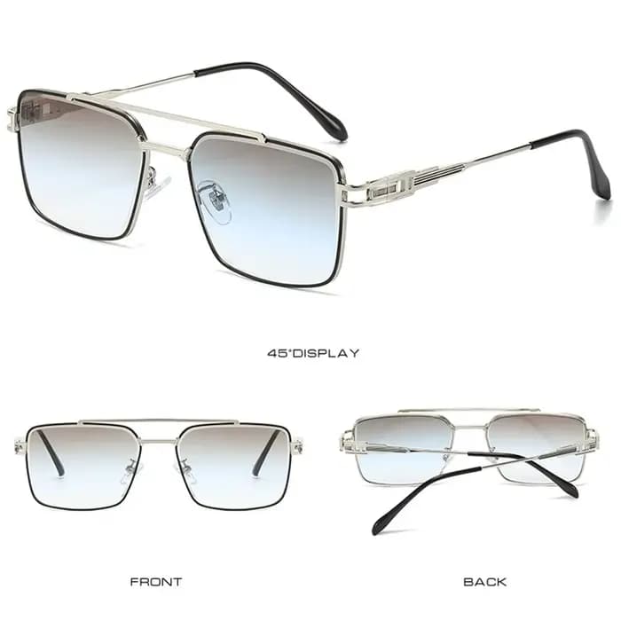 Lunettes de soleil tendance à double pont et bords coupés