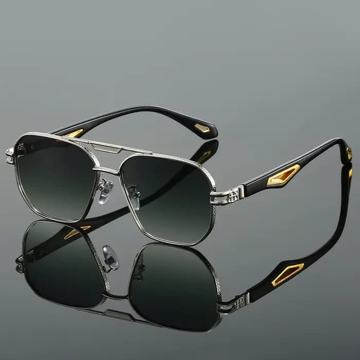 KAMMPT Vintage carré lunettes de soleil hommes nouveau classique Double pont dégradé nuances à la mode rétro marque