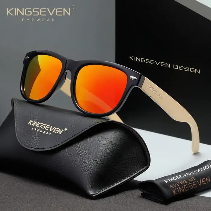 KINGSEVEN Nouvelles Lunettes de Soleil en Bois pour Homme Polarisées Haute Qualité Tendance Hommes UV400 Accessoire de Mode Conduite Extérieur