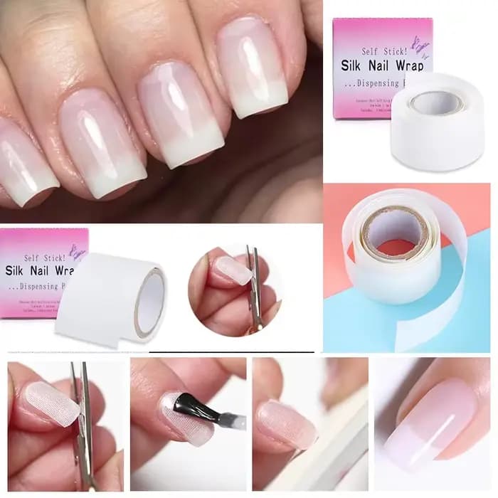1 rouleau de filament de fibre de verre pour réparation d'ongles avec adhésif, protection et renforcement robustes, autocollant blanc pour réparer les ongles endommagés