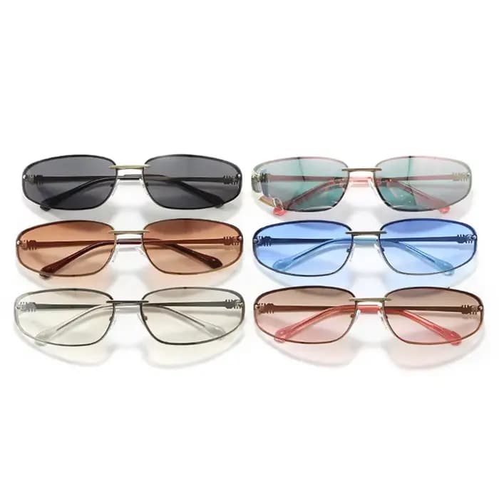 Lunettes de soleil femme 2025 ovales sans monture Y2K de luxe