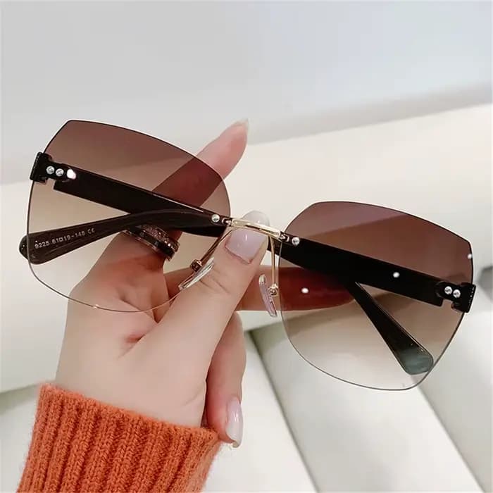 Lunettes de soleil vintage sans monture pour femmes