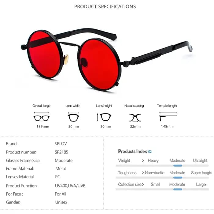 Lunettes de soleil Punk pour hommes et femmes