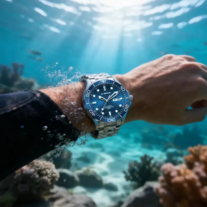 Montre automatique mécanique pour homme en acier inoxydable avec lunette en céramique et aiguilles lumineuses